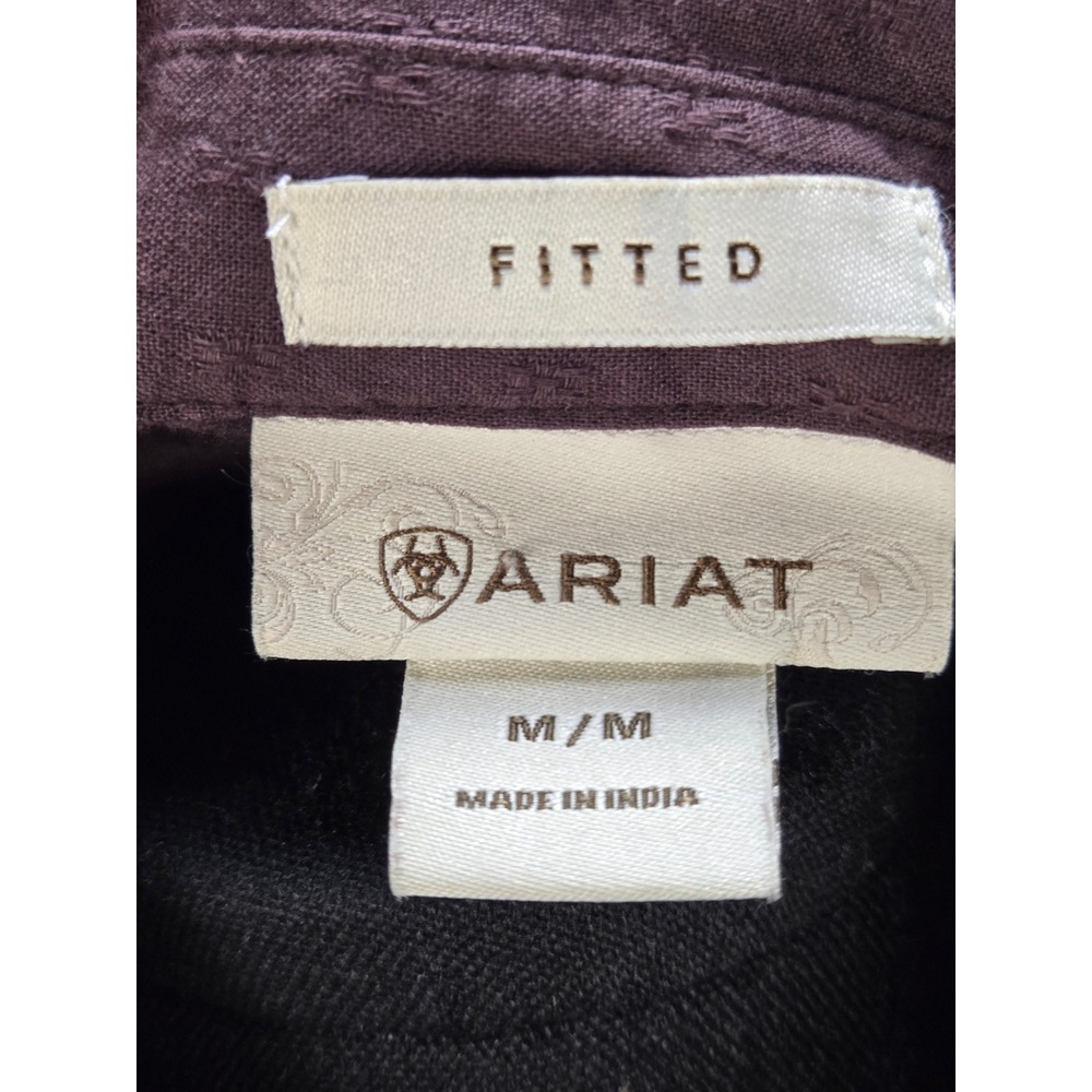 Women's Ariat Medium Brown Embroidered Western Pearl Snap Fitted Shirt Western - Picture 6 of 6